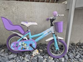 Kinderfahrrad Disney Frozen lila-tuerkis 12 Zoll mit Stützra