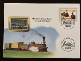 Timbre rare Helvetia 1847-1947, train historique, idéal coll