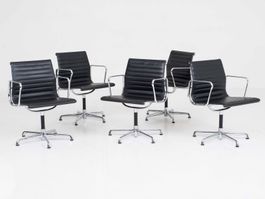 ICF EA 108 Bürostuhl von Eames in schwarzem Leder