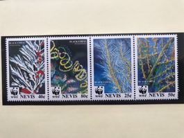 WWF Nevis 1994 Schwarze Korallen Satz postfrisch 4er-Streife