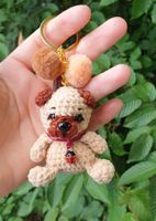 Handgemachter Schlüsselanhänger Amigurumi Hund Mops