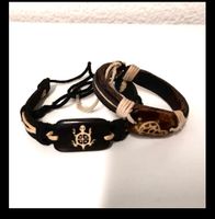 Lederarmbänder mit Schildkröte, 2 Stück