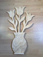 Tulpen, Strauss m. Vase, Holzblume, 65cm