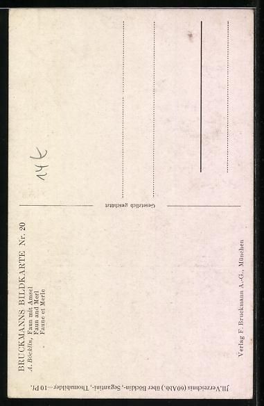 Cartoline postali: Arnold Böcklin: Faun zwitschert mit ein – Usato da Berlin venduto da bartko-reher 1