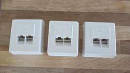 3× Netzwerkdose Aufputz Cat.5e – je 2× RJ45 LAN – NEU