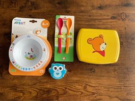 Baby Set mit Teller / Löffel / Tuch / Tagebuch, Dose