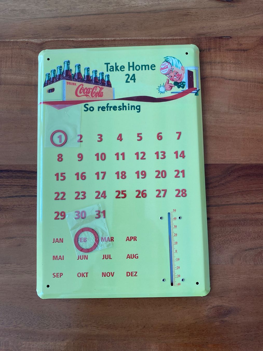 Coca-Cola Insegne: Ewigkalender Coca Cola hellgrün 20x30 cm – Usato da Zürich venduto da ter_6v82 1