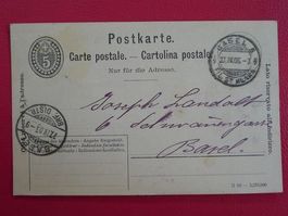 1905, sauber Postkarte von BASEL +Zudruck unten links!