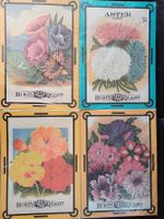 4 Blechschilder mit Blumenmotive