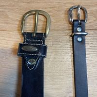 2 Damen Ledergürtel Schwarz Columbus & Nieten 85 cm