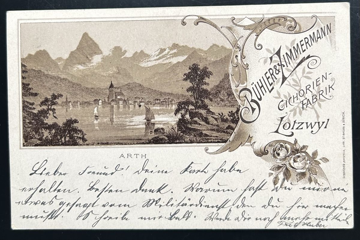 Cartoline postali: AK Arth Litho mit Werbung  – Usato da Horw venduto da Tellbub