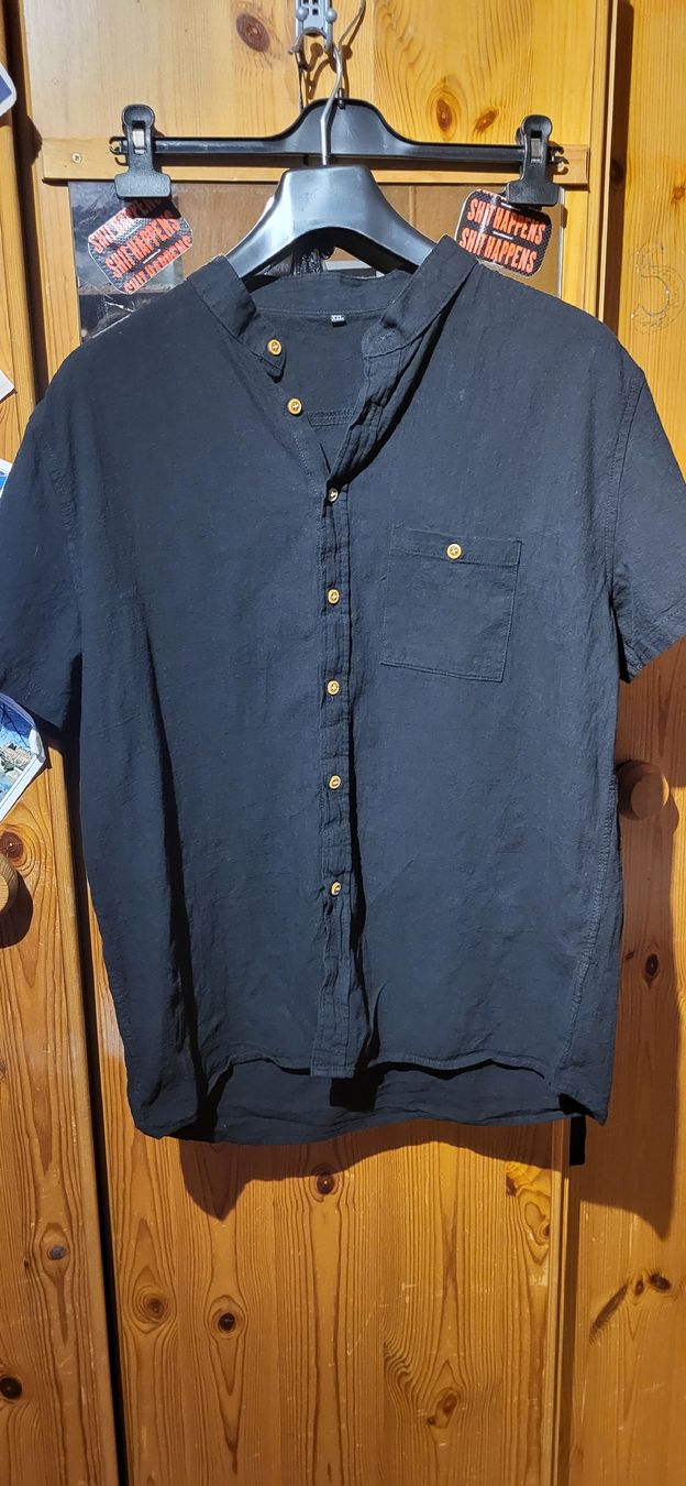 Camicie: Herren Kurzarmhemd schwarz XXL Baumwolle grob – Usato da Schweizersholz venduto da fuchs06