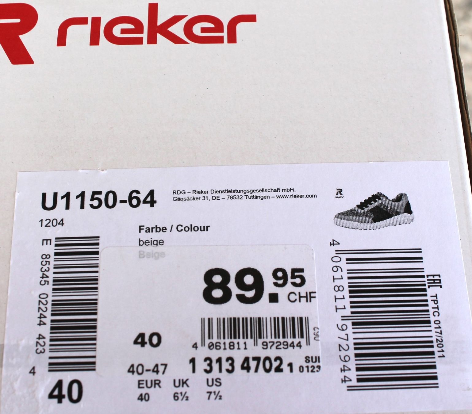 Rieker Scarpe da uomo: RIEKER Sneaker taille 40 – Nuovo e nell'imballaggio originale da Chez-le-Bart venduto da jasse 1
