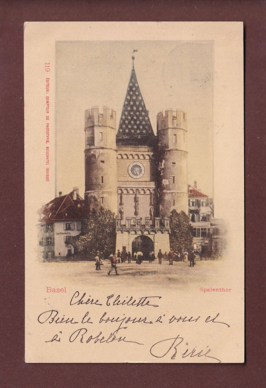 Cartoline postali: BASEL - Spalentor - 1901CPN – Usato da Pully venduto da nicecards