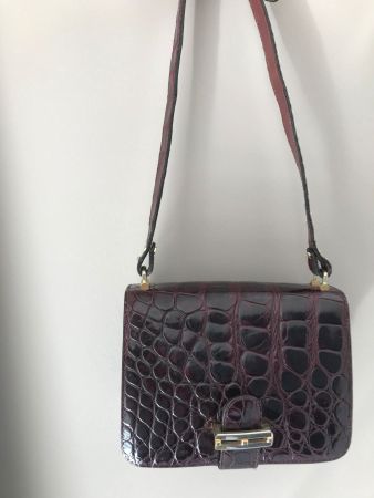 Delvaux, Croco Tasche, Vintage, Bordeaux