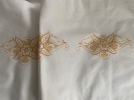 Vintage Kopfkissenbezug, weiss mit Sticketei, Top Zustan