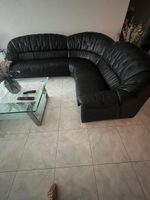 Ledersofa mit Hocker