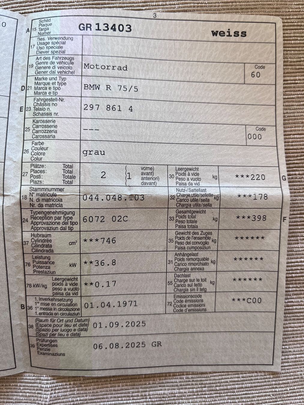 BMW Strada: BMW R 75/5, 1971 mit MFK – Usato da Bad Ragaz venduto da emmi345 9