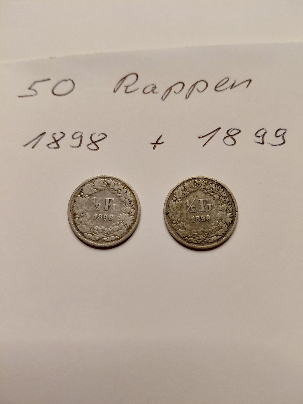 Alle Münzen: 2x 50 Rappen silber 1898 und 1899 – Gebraucht aus Bonaduz von topolino052