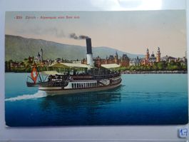 Alte Ansichtskarte Zürich Alpenquai Dampfschiff