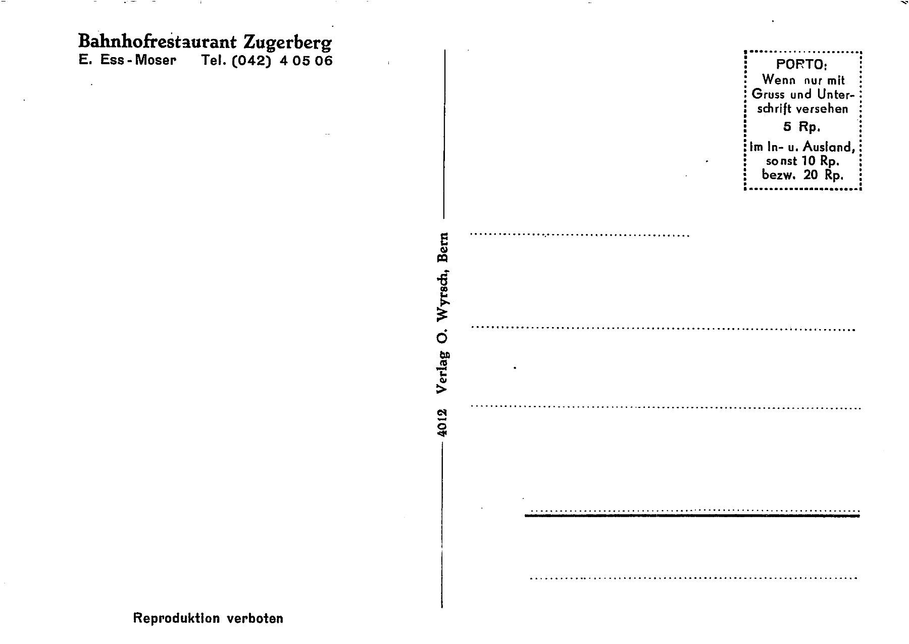 Cartoline postali: Zugerberg, Bahnhofrestaurant – Usato da Ottikon b.Kemptth. venduto da Neptun1974 1