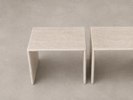 Set aus 2 Vintage Beistelltischen aus Travertin