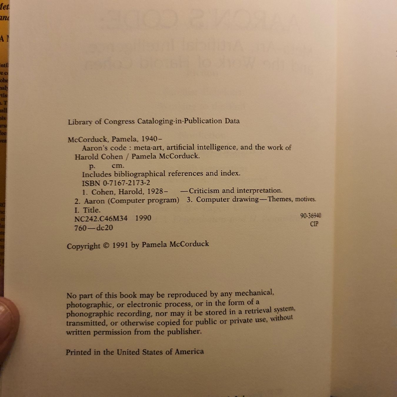 Libri: Aaron's Code: Meta-Art, Artificial Intelligence Harold Cohen – Usato da Zürich venduto da TimZurich1 2