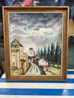 Tableau Provençal Vintage, Huile sur Toile, Signé 