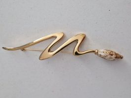 Delora Design Brosche,Goldfarben, Vintage Schmuck