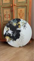 Tableau rond motif floral art mural état neuf