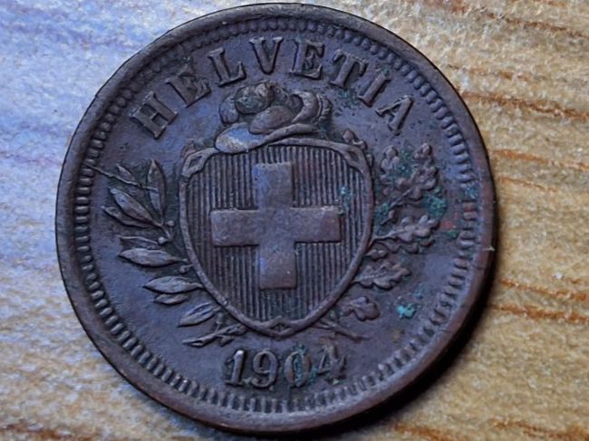 Tutti le monete: 1 Rappen 1904 - SELTEN! – Usato da Münchenstein venduto da purbach1 2