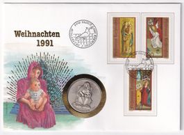 Münzenbrief Deutschland Weihnachten 1991