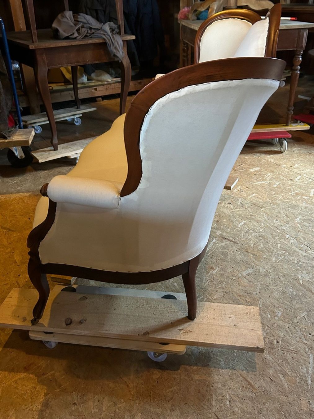 Sofas: Louis Philippe Sofa  mit Vor Stoff Hartholz, Kanneliert – Gebraucht aus Koblenz von Rbaldinger54 3