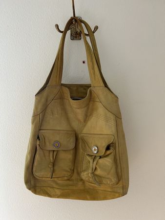 Handtasche, Echt-Leder, Gelb, Vintage, noa noa