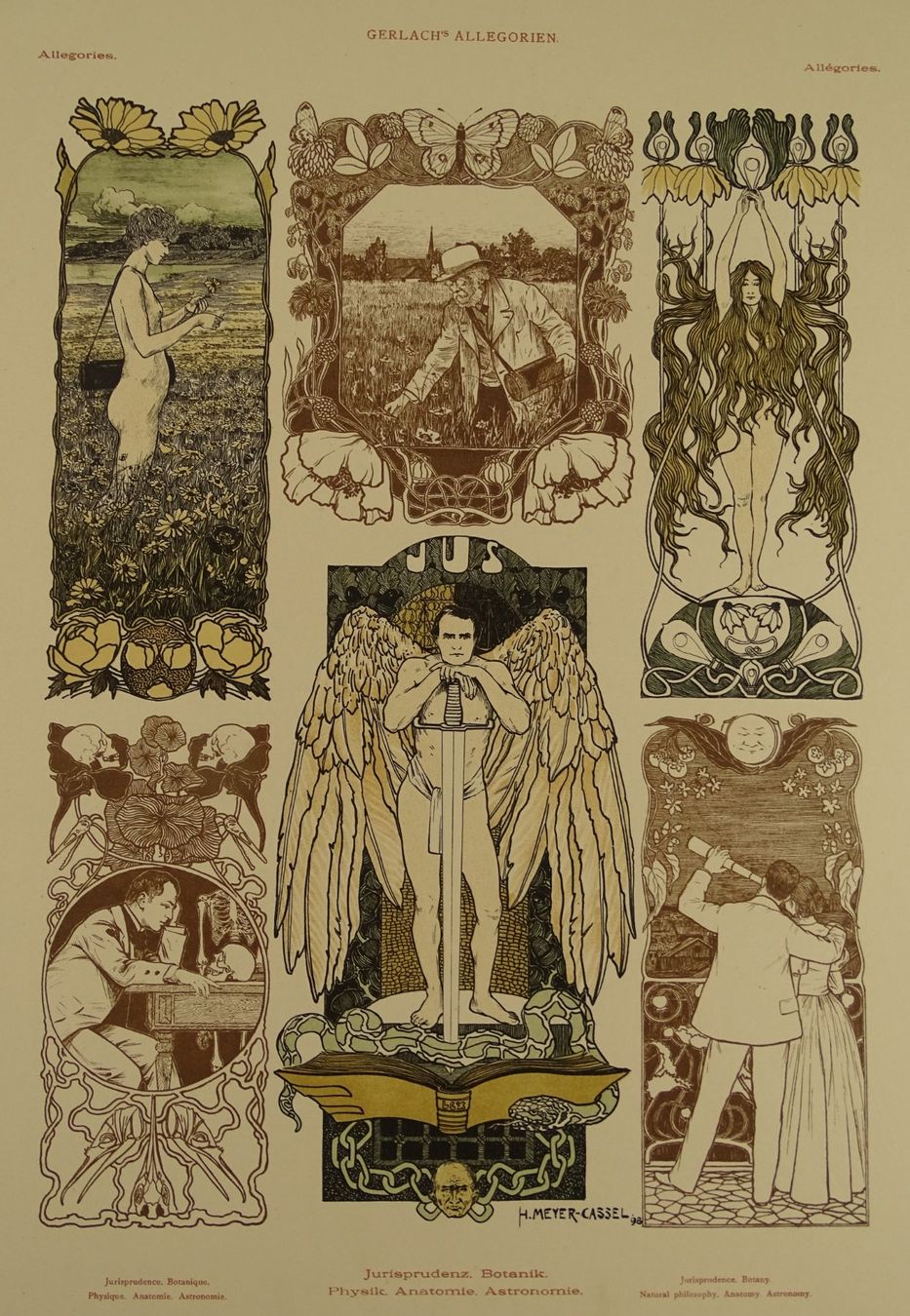 Grafica & Litografie: HANS MEYER-KASSEL: JURISPRUDENZ, BOTANIK…, JUGENDSTIL – Usato da Grüningen venduto da Kartensammler