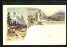 Meiringen, Ortspartie, Holzhaus mit Berg