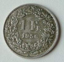 1.- Einfränkler  Silbermünze Jahrgang  1956