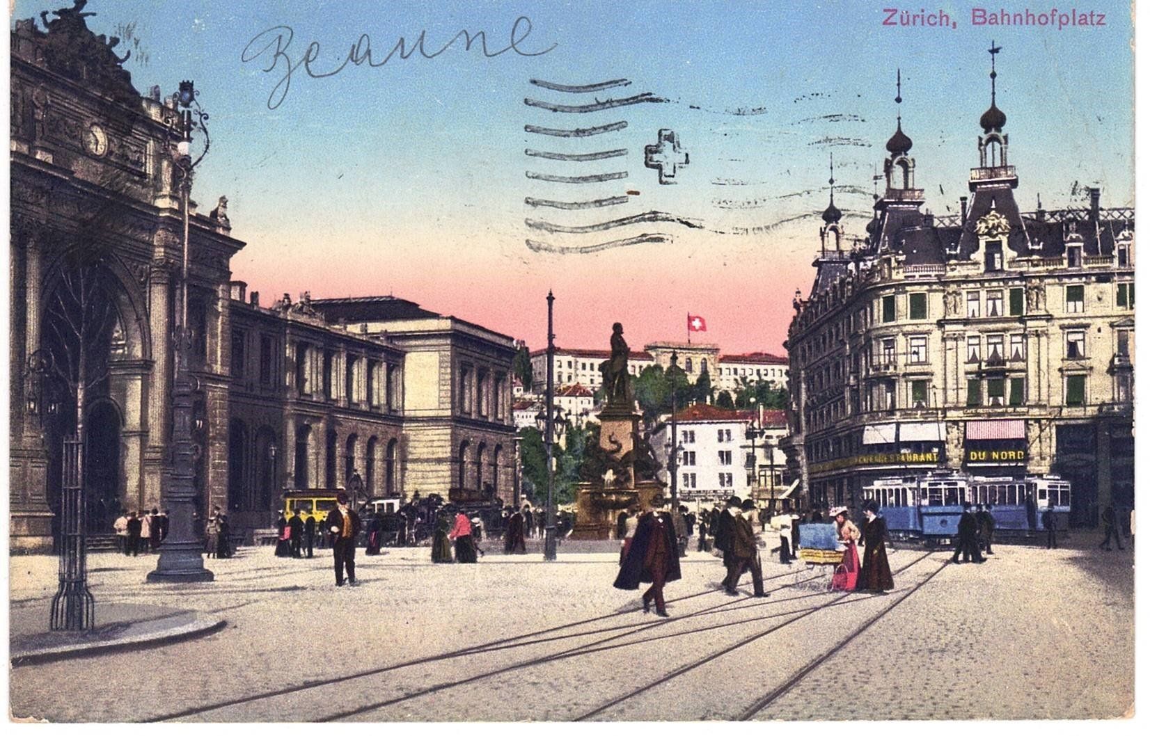 Cartoline postali: 1913 Zürich, Bahnhofplatz – Usato da Kreuzlingen venduto da Koi4