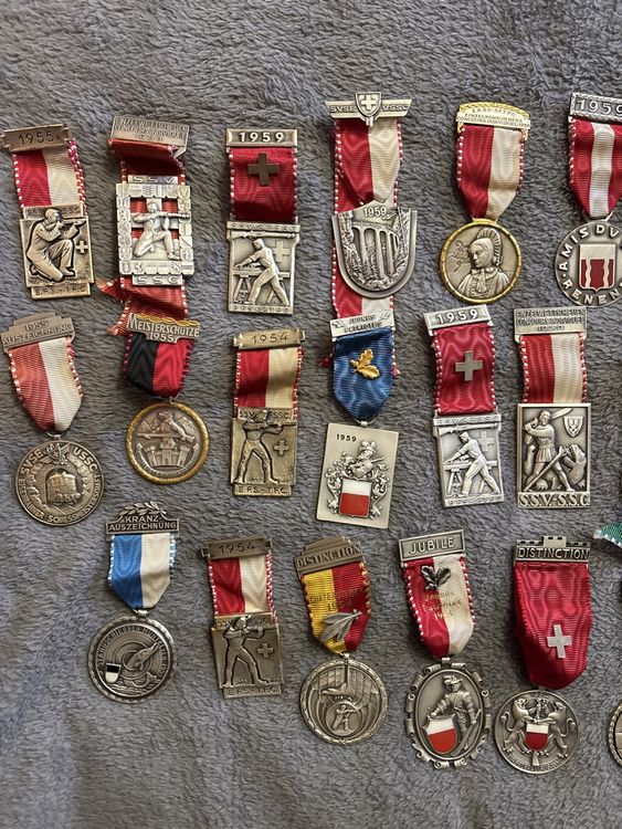 Medaillen: Lot de 31 médailles de tir années 50 – Gebraucht aus Ardon von pasadena1914 1
