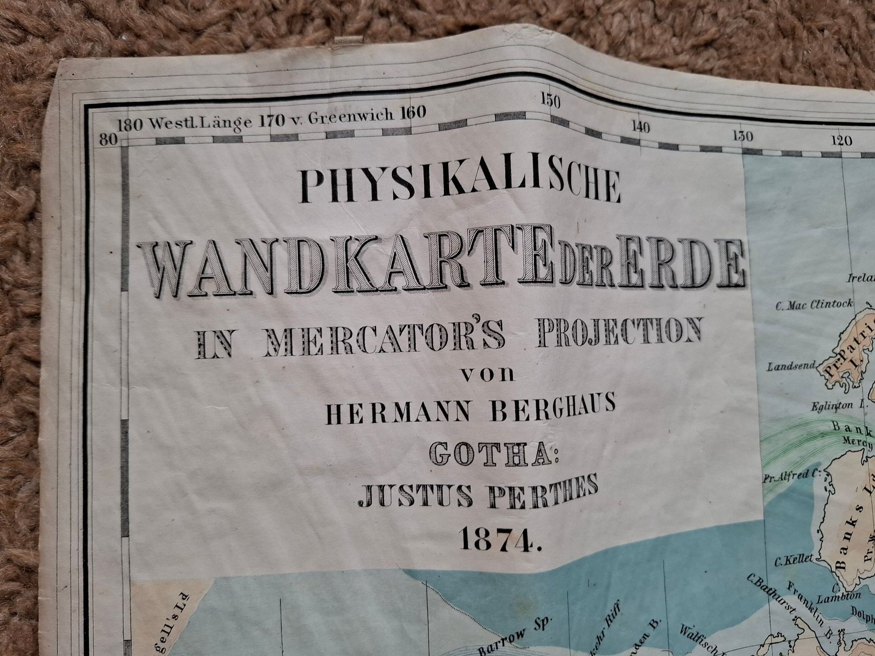 Landkarten & Atlanten: Antike Weltkarte 1874 – Gebraucht aus Effretikon von kauli87 1