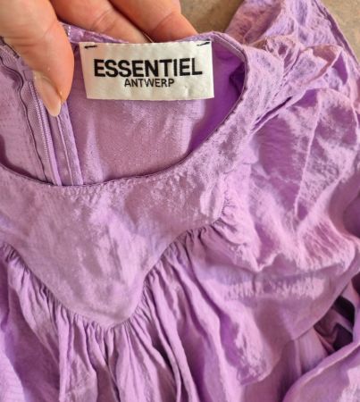 ESSENTIEL ANTWERP BLUSE TUNIKA VOLANTS 34 XS S VIOLETT TOP