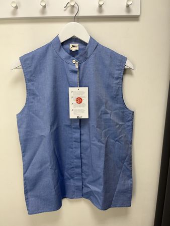 Xquisit Damenbluse ärmellos Gr. 38 blau Bio Baumwolle