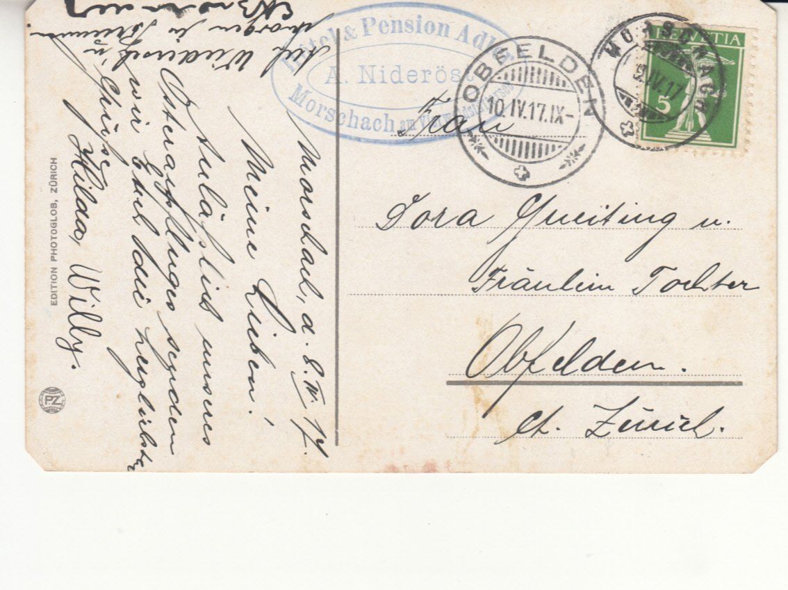 Cartoline postali: Morschach 1917 – Usato da Bürglen TG venduto da StampGraf 1