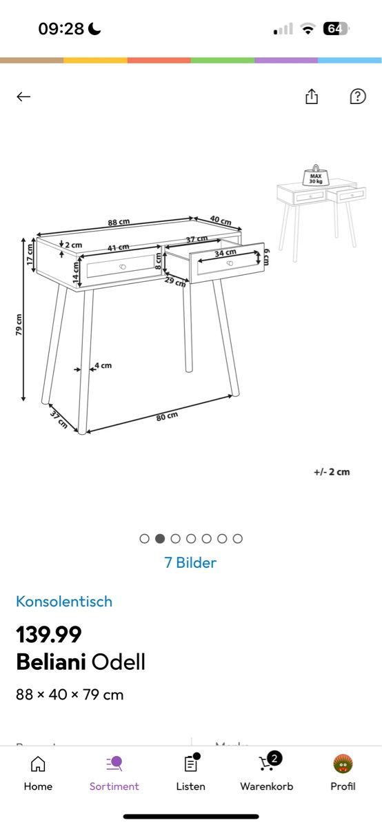 Tavoli: Konsolentisch Beliani Holz mit 2 Schubladen – Usato da Luzern venduto da Martina_26 3