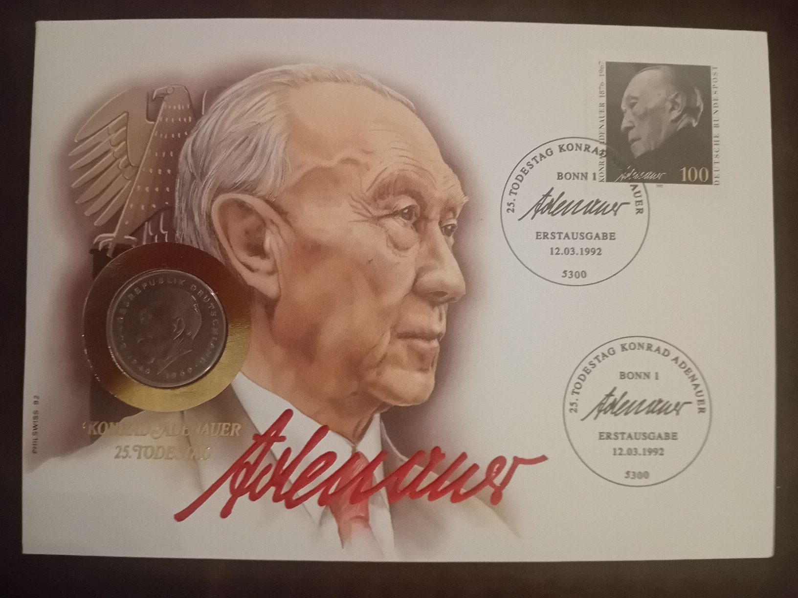 Tutti le monete: Numisbrief mit 2 Mark Adenauer – Usato da Muralto venduto da Alex1912