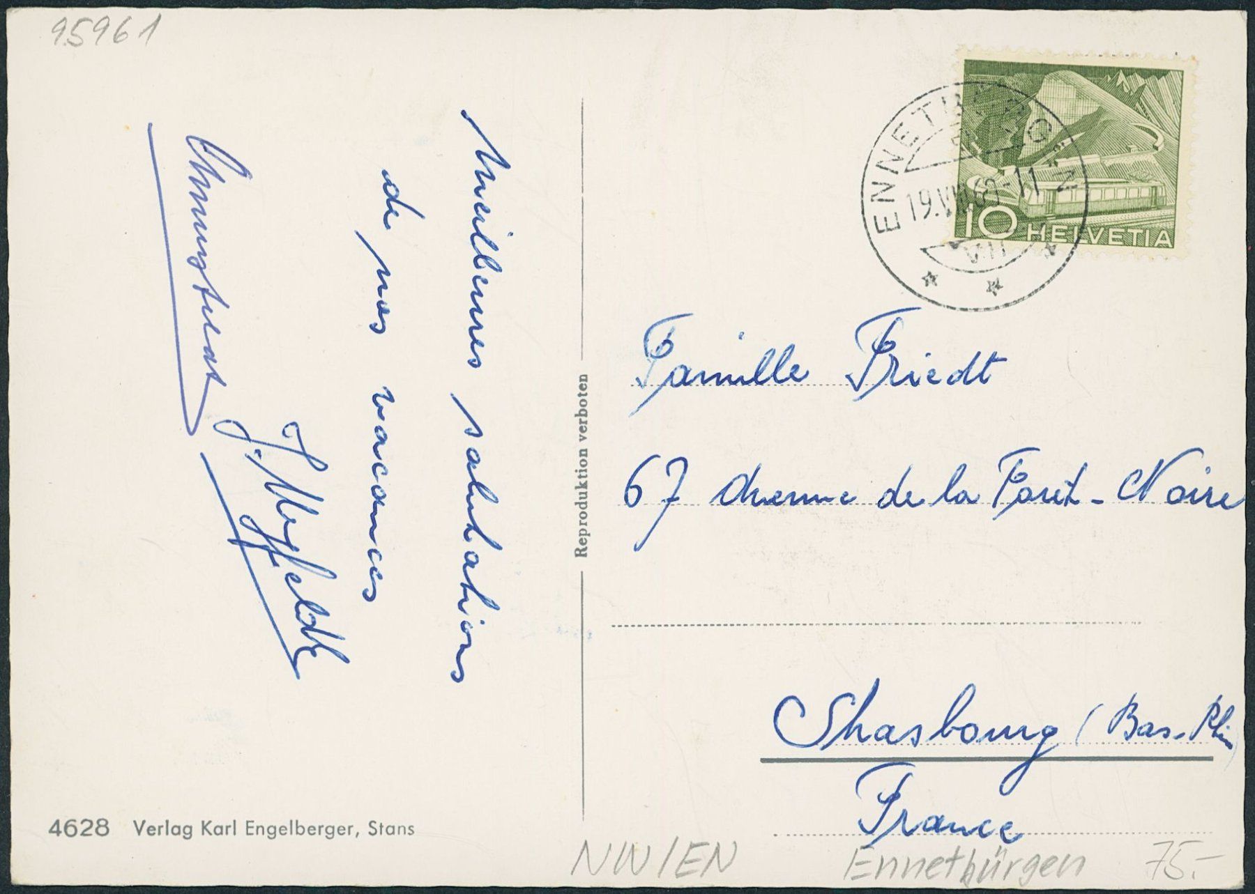 Cartoline postali: NW Ennetbürgen – Usato da Schindellegi venduto da leecollect 1
