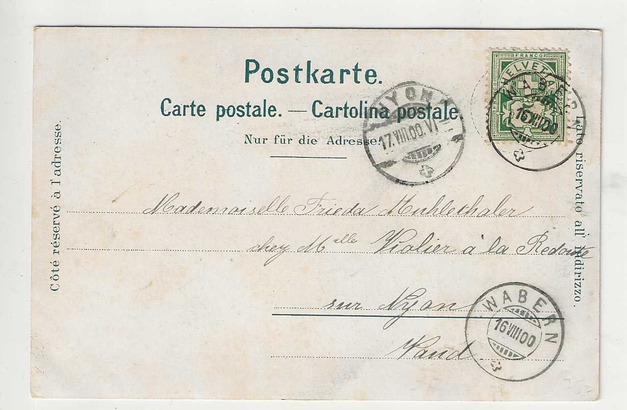 Cartoline postali: Wabern,  Litho, 1900, – Usato da Spiez venduto da Niesen20 1