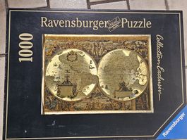 Goldglänzendes "Welt" Puzzle mit 1000 Teile