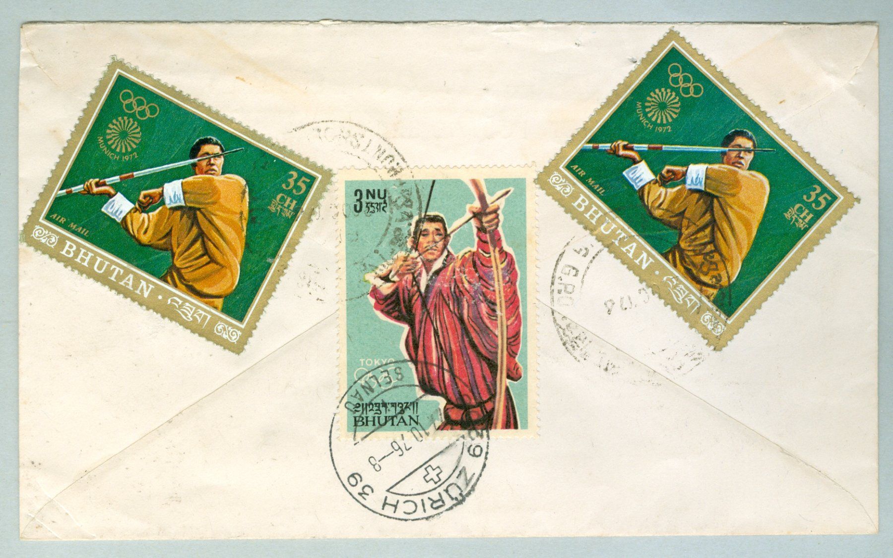 Tutti i francobolli: 1976 Bhutan Bedarfspost – Usato da Zürich venduto da yago-rot 1