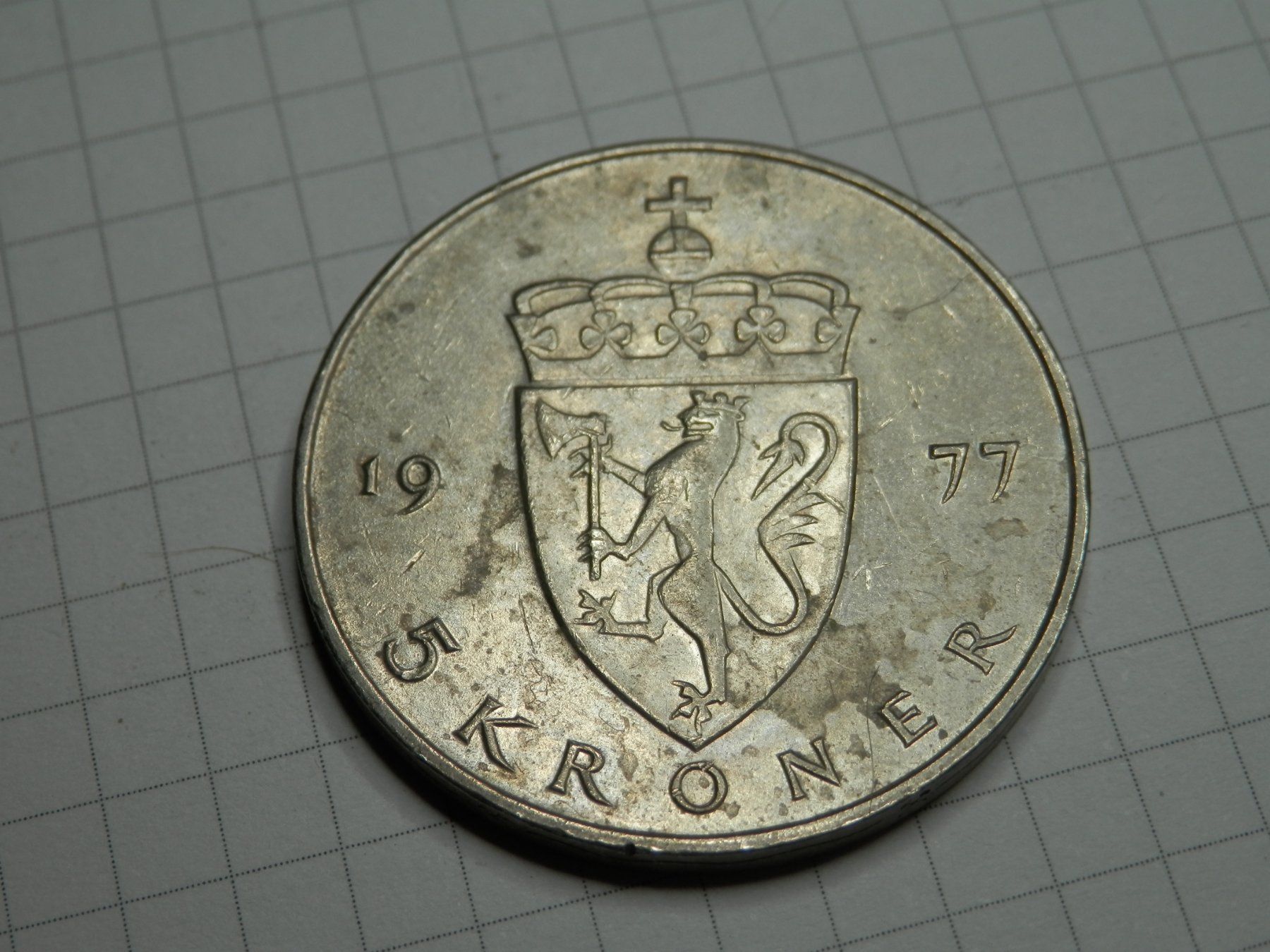 Tutti le monete: Norwegen  5 Kronen, 1977 – Usato da Weiach venduto da weiach81 1